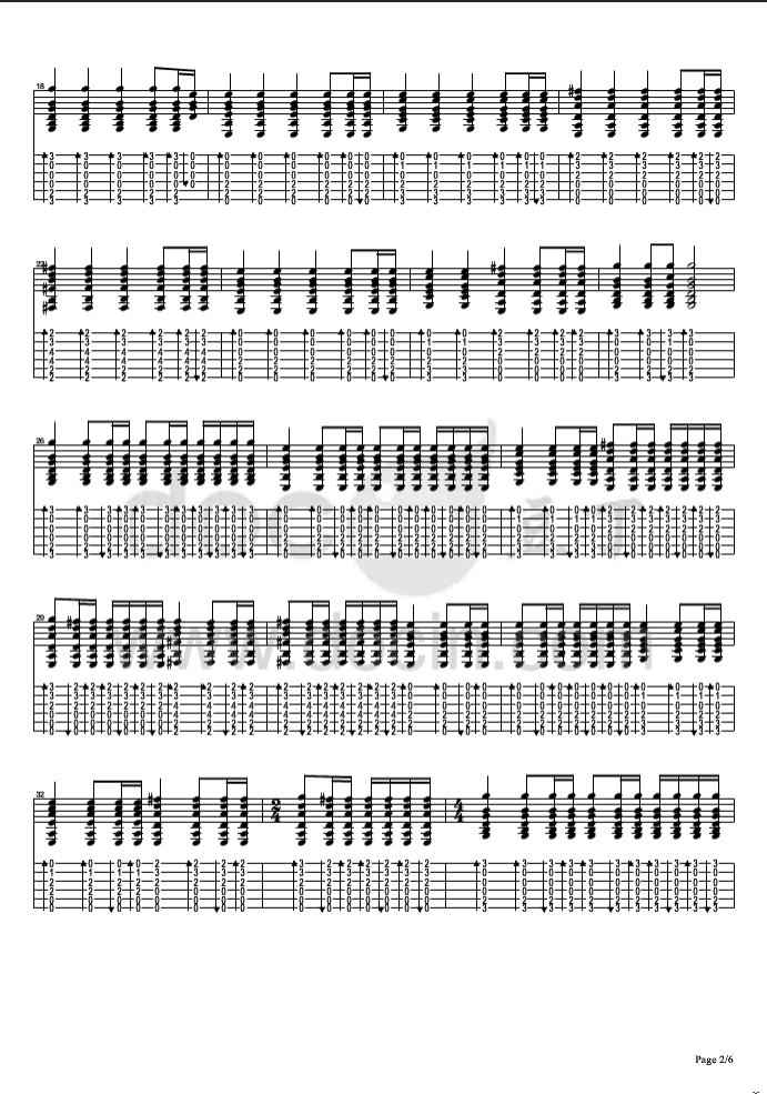 深夜吉他谱,原版李德银歌曲,简单C调弹唱教学,豆丁网版六线指弹简谱图