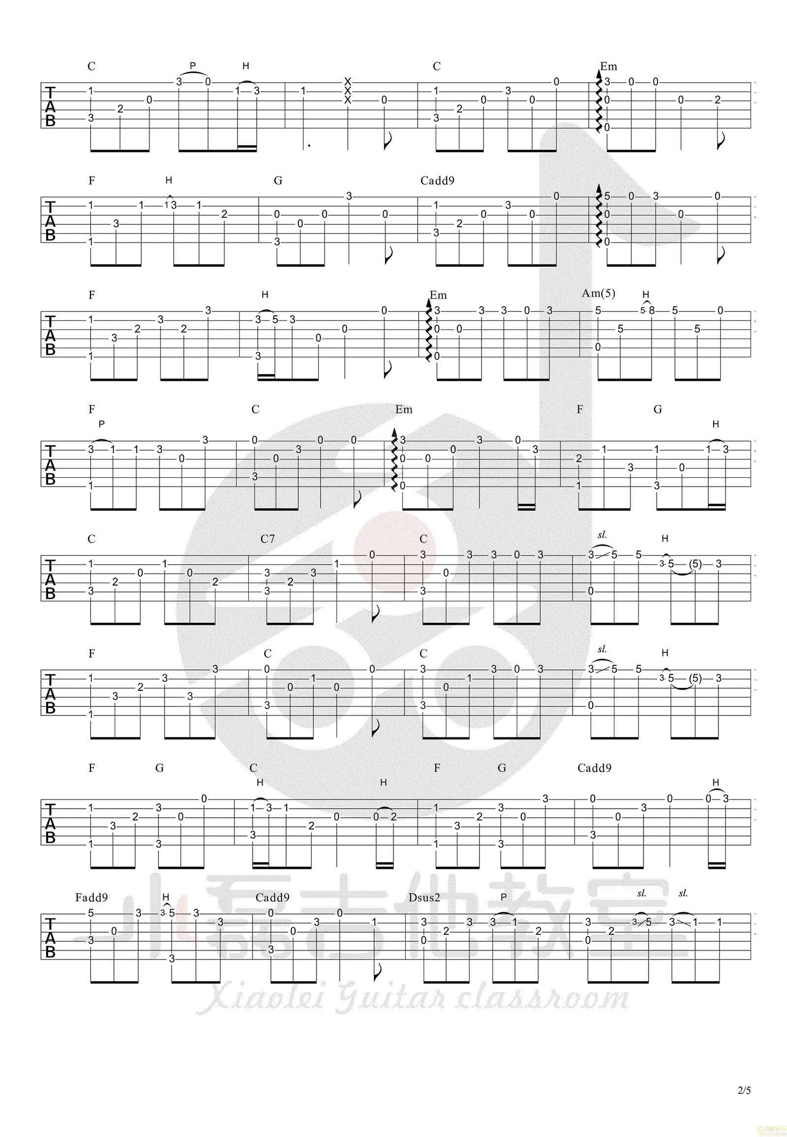 成都指弹谱赵雷《成,赵雷歌曲,简单指弹教学简谱,小磊吉他六线谱图片