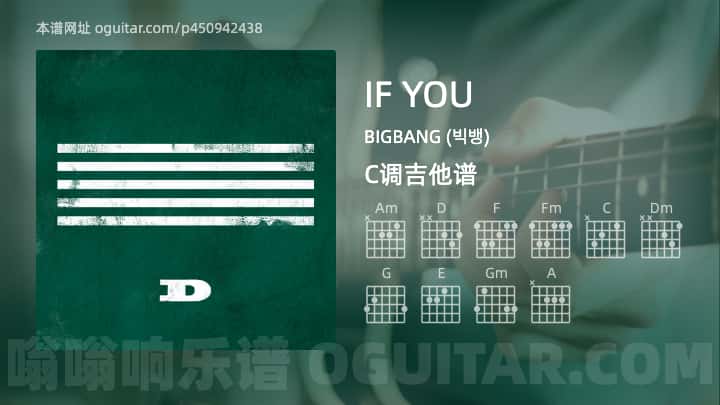 IFYOU吉他谱,BIGBANG (빅뱅)歌曲,C调指弹简谱,5张教学六线谱【빅뱅版】